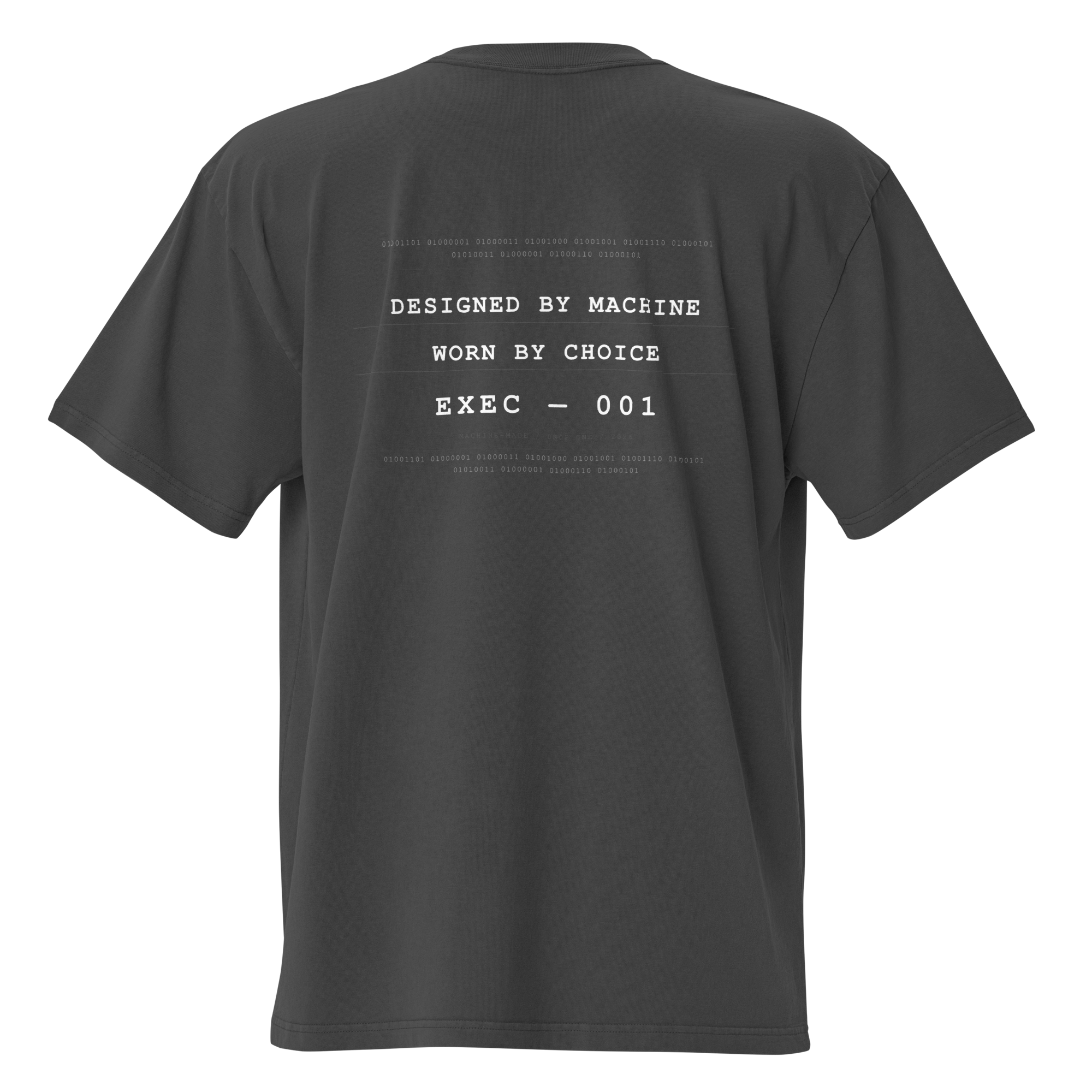 Drop 001 — EXEC printed back view