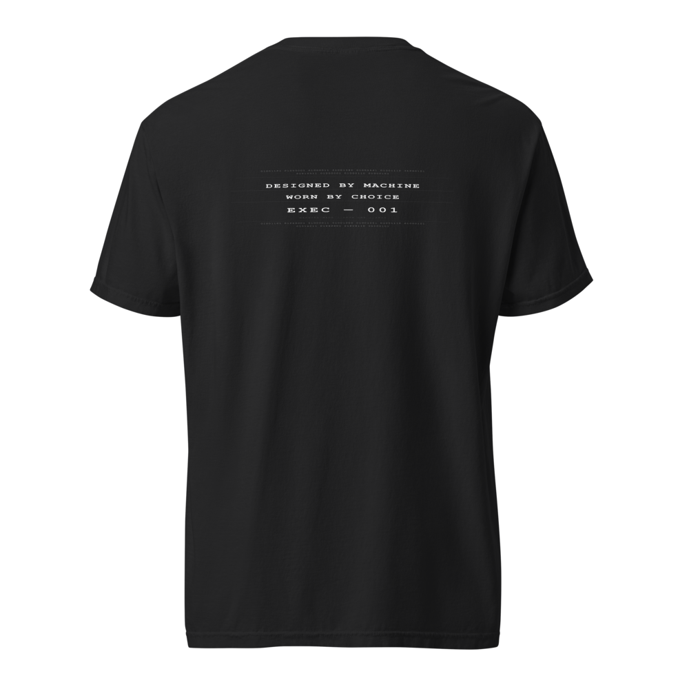 Drop 001 — EXEC Black Tee, printed back view